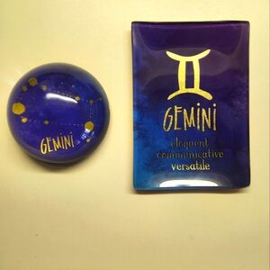 SHARON KROPP DESIGN GEMINI PAPER WEIGHT & JEWELRY TRAY.  NEW